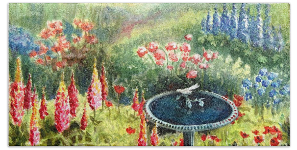 Flowers Beach Sheet featuring the painting An English Garden by Petra Burgmann