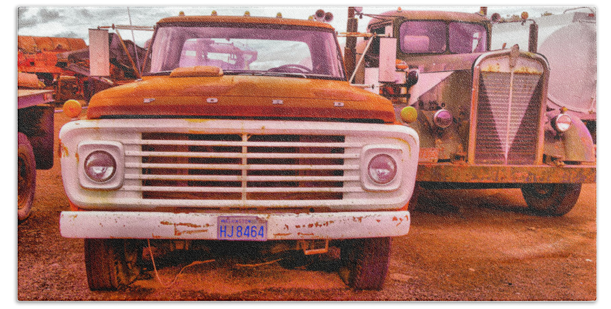 Trucks Beach Towel featuring the photograph An old ford and kenworth by Jeff Swan