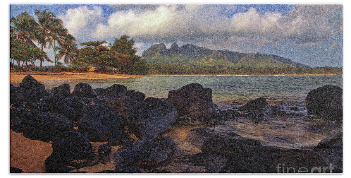 Anahola Beach Park Beach Towel featuring the photograph Anahola Beach Park on the island of Kauai, Hawaii by Sam Antonio