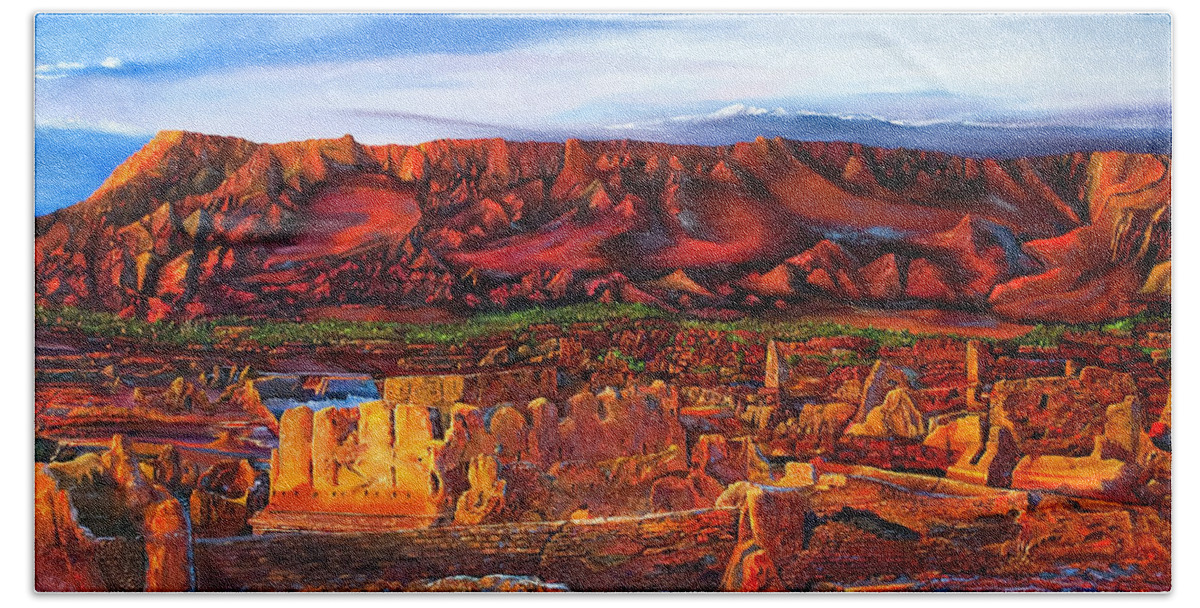 Landscape Beach Towel featuring the painting Ancient City by Terry R MacDonald