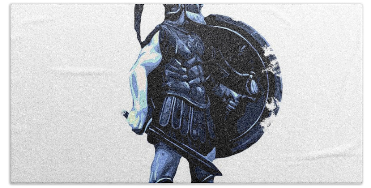 Spartan Warrior Beach Towel featuring the painting Ancient Spartan Hoplite by AM FineArtPrints