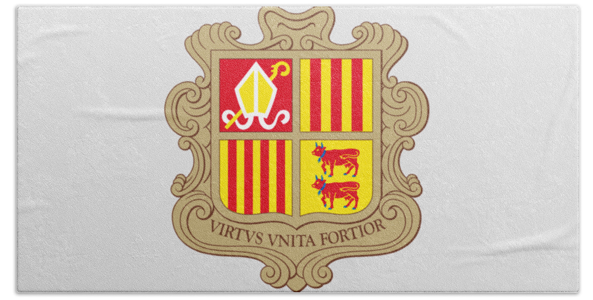 Andorra Beach Sheet featuring the drawing Andorra Coat of Arms by Movie Poster Prints