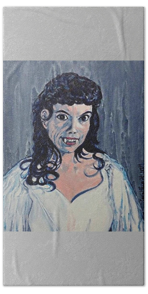 Andree Melly Gina The Brides Of Dracula Hammer British 1960 Vampire Blood Beach Sheet featuring the painting Andree Melly as Gina in The Brides Of Dracula by Jonathan Morrill