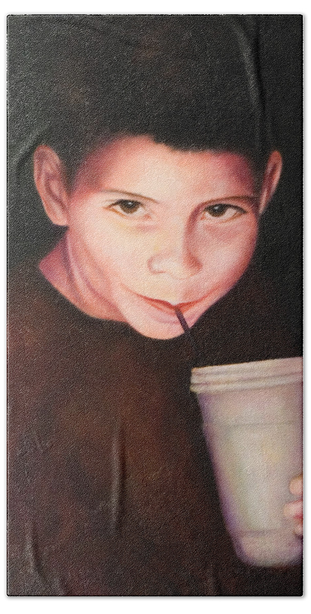 Boy Beach Towel featuring the painting Andrew by Shannon Grissom