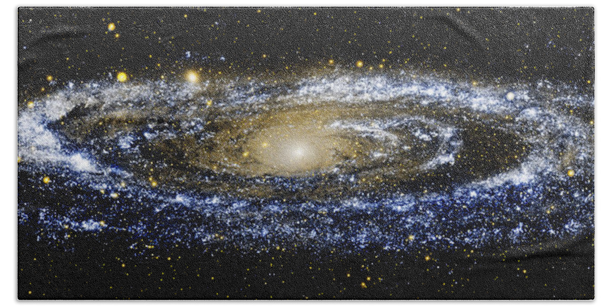Andromeda Galaxy Beach Towel featuring the photograph Andromeda Galaxy enhanced by Weston Westmoreland