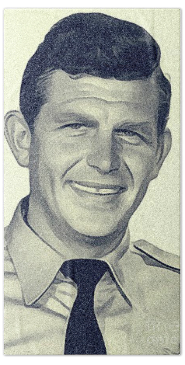 Andy Beach Towel featuring the digital art Andy Griffith, Vintage Actor by Esoterica Art Agency