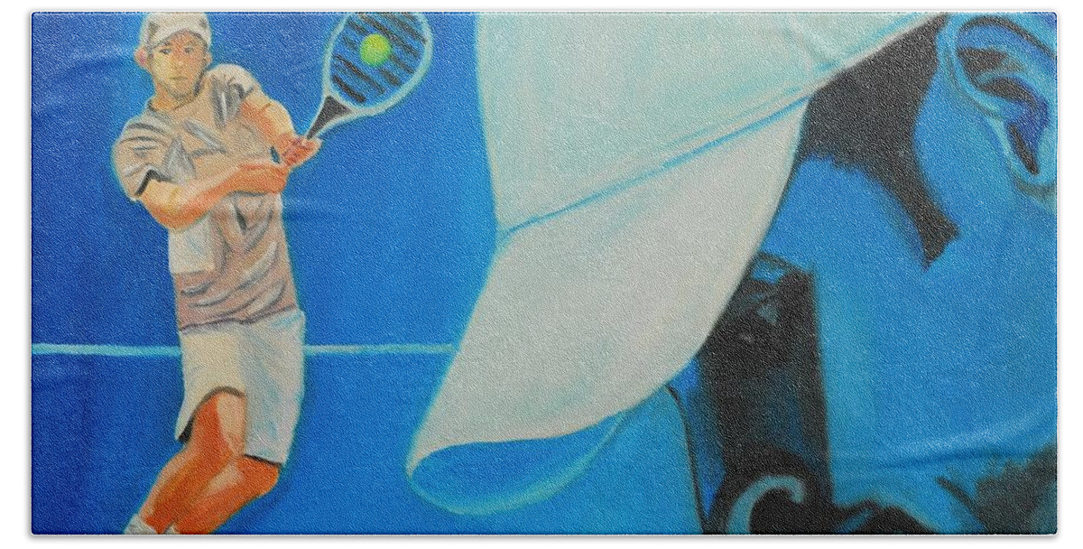 Andy Beach Towel featuring the painting Andy Roddick by Quwatha Valentine