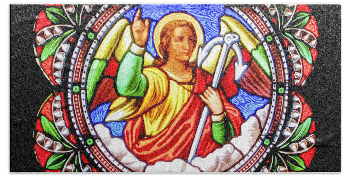 Stained Glass Beach Towel featuring the photograph Angel Stained Glass by Munir Alawi