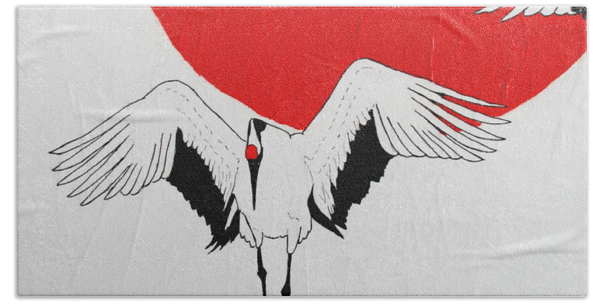 Bird Beach Towel featuring the painting Angelic Crane by Stephanie Grant