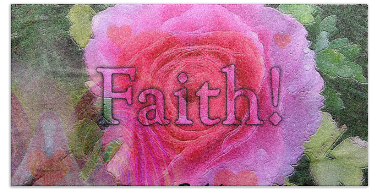 Angels Beach Towel featuring the photograph Angels Pink Rose of Faith by Barbara Tristan