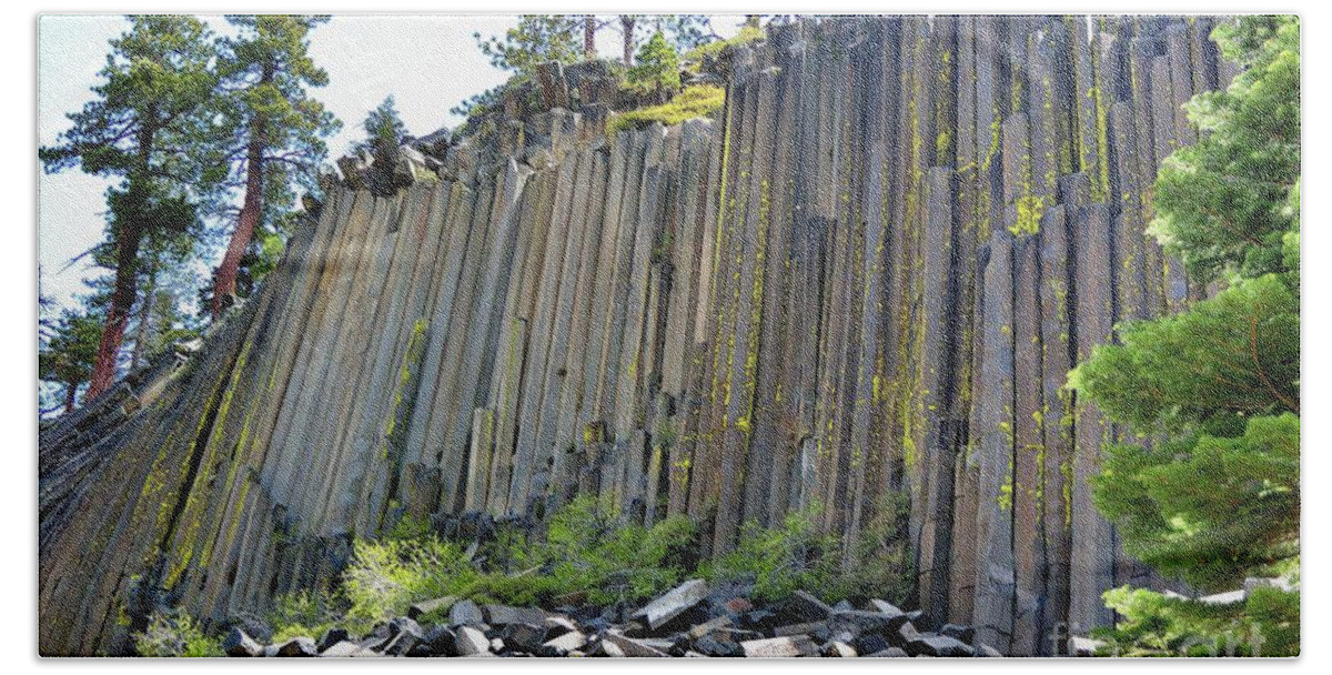 Basaltic Columns Beach Sheet featuring the photograph Angle View Desert Postpile by Joe Lach