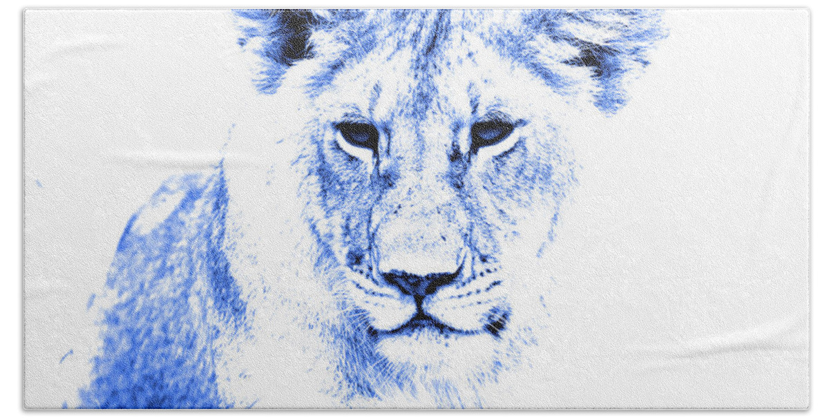 Lions Beach Towel featuring the photograph Blue Lion by Aidan Moran