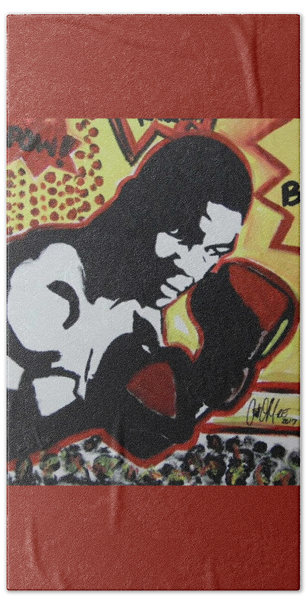 Boxing Beach Towel featuring the painting Animated Mike by Antonio Moore