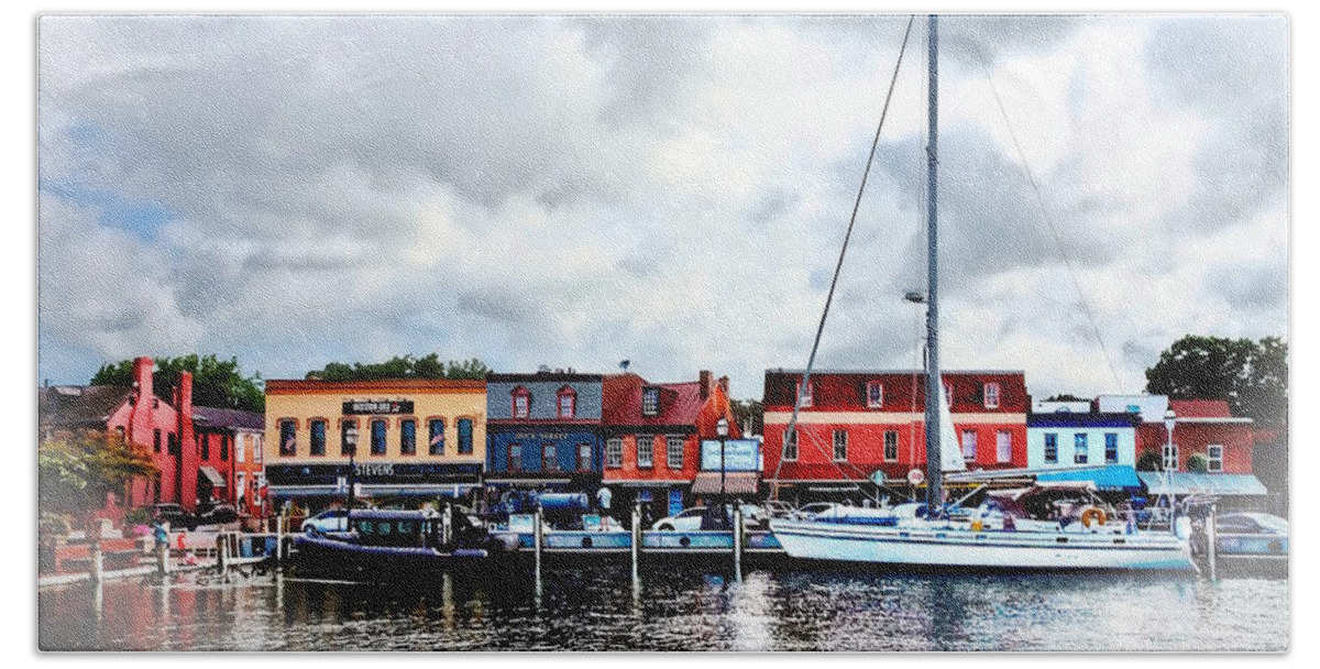  Annapolis Beach Towel featuring the photograph Annapolis Md - City Dock by Susan Savad
