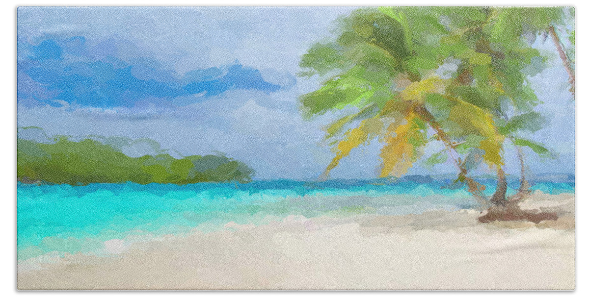 Anthony Fishburne Beach Sheet featuring the mixed media Another day in paradise by Anthony Fishburne