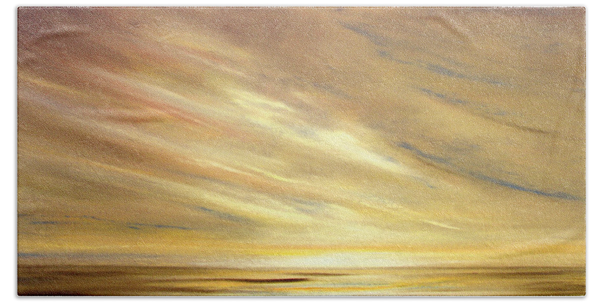 Gold Beach Sheet featuring the painting Another Golden Sunset by Gina De Gorna