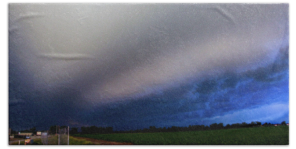 Nebraskasc Beach Towel featuring the photograph Another Impressive Nebraska Night Thunderstorm 004 by NebraskaSC