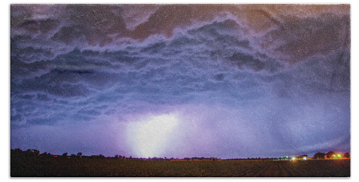 Nebraskasc Beach Sheet featuring the photograph Another Impressive Nebraska Night Thunderstorm 007 by NebraskaSC