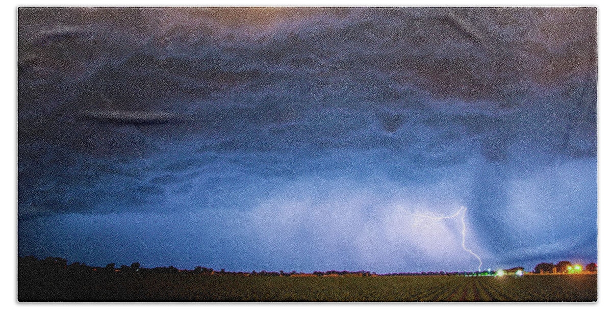 Nebraskasc Beach Sheet featuring the photograph Another Impressive Nebraska Night Thunderstorm 008/ by NebraskaSC