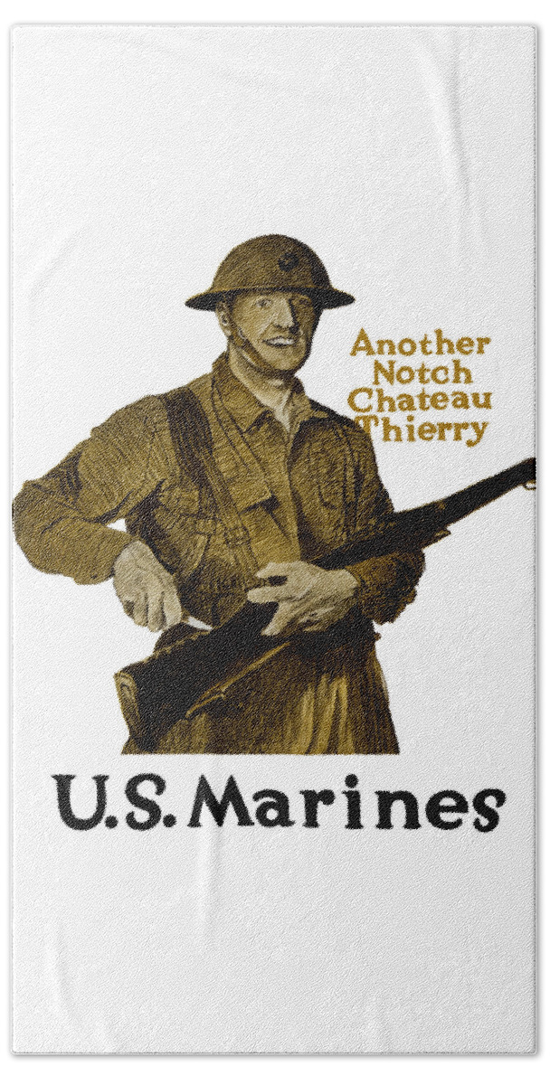 Marines Beach Towel featuring the painting Another Notch Chateau Thierry -- US Marines by War Is Hell Store