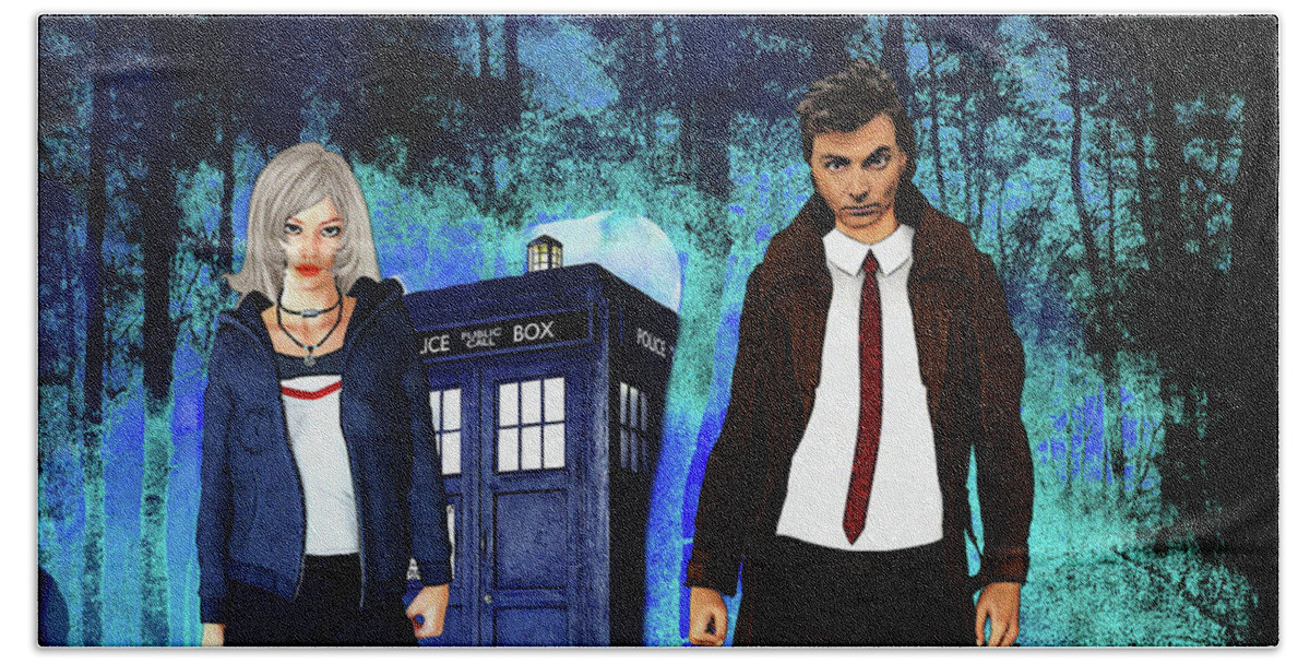 Doctor Who Beach Sheet featuring the digital art Another Unknown Adventure by Digital Art Cafe