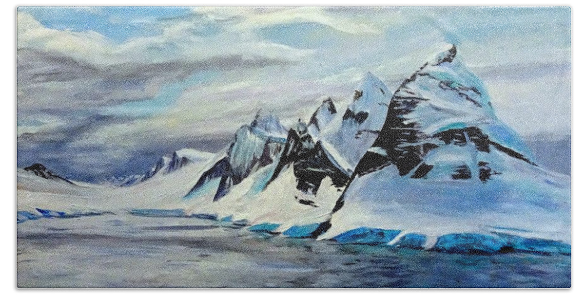 Ice Beach Sheet featuring the painting Antarctic Passage by Brent Arlitt