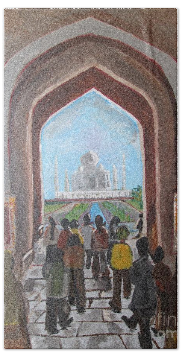 Tajmahal Beach Towel featuring the painting Anticipation by Jennylynd James