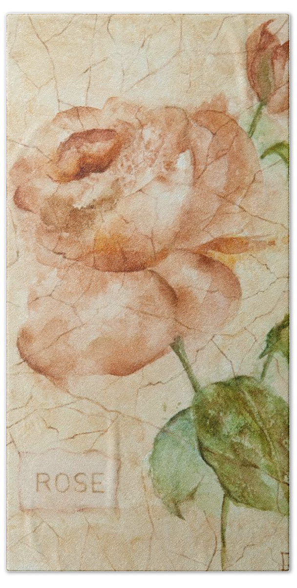 Rose Beach Towel featuring the painting Antique Rose by Debbie Lewis