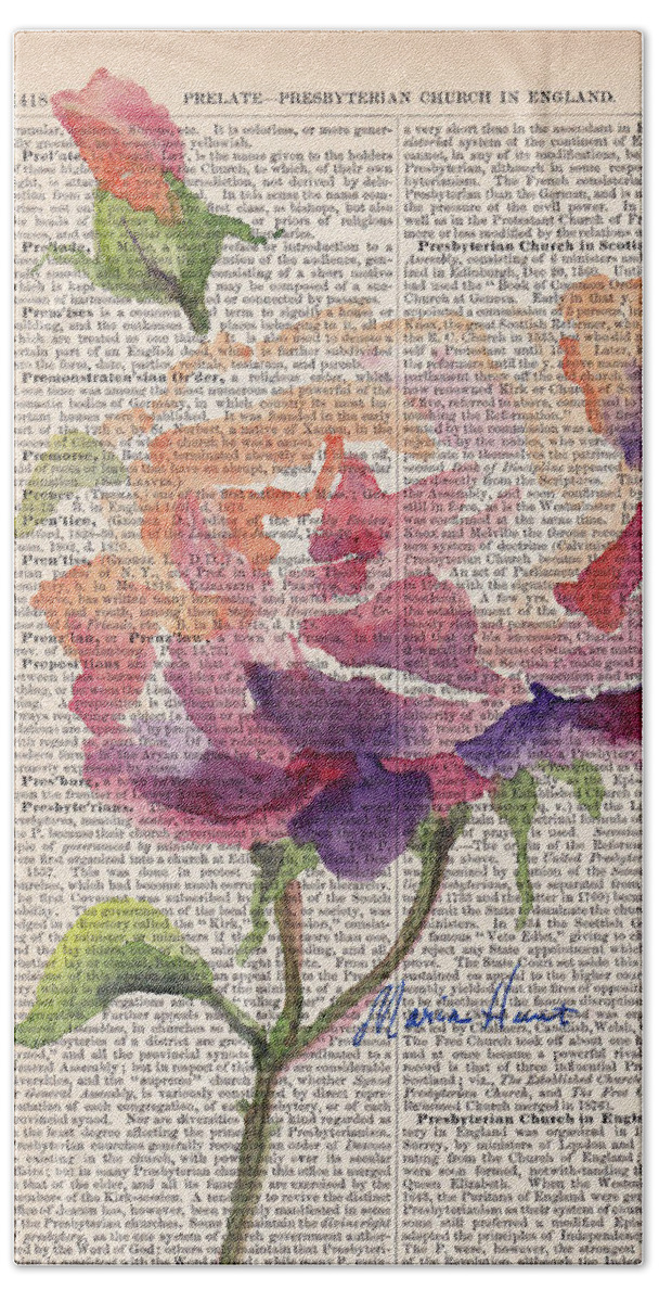 Antique Paper Beach Towel featuring the painting Antique Rose On Antique Paper by Maria Hunt
