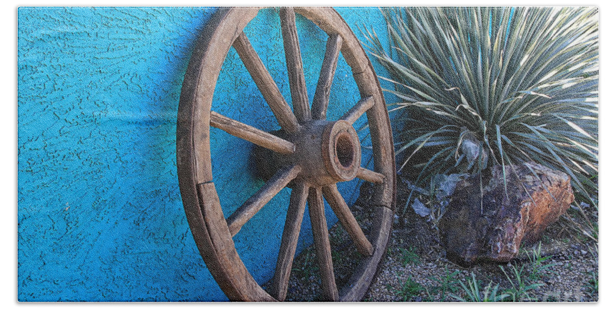 Wagon Wheel Beach Towel featuring the photograph Antique Wagon Wheel by Teresa Zieba