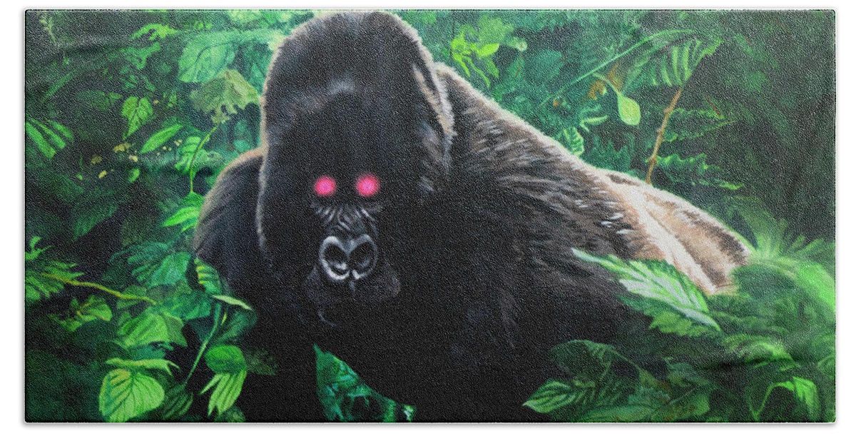 Kird Ape Beach Towel featuring the painting Ape by Ken Meyer jr