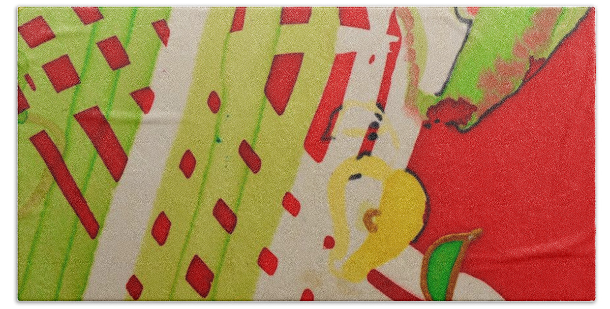  Beach Towel featuring the painting Apple Slice by Barbara Pease