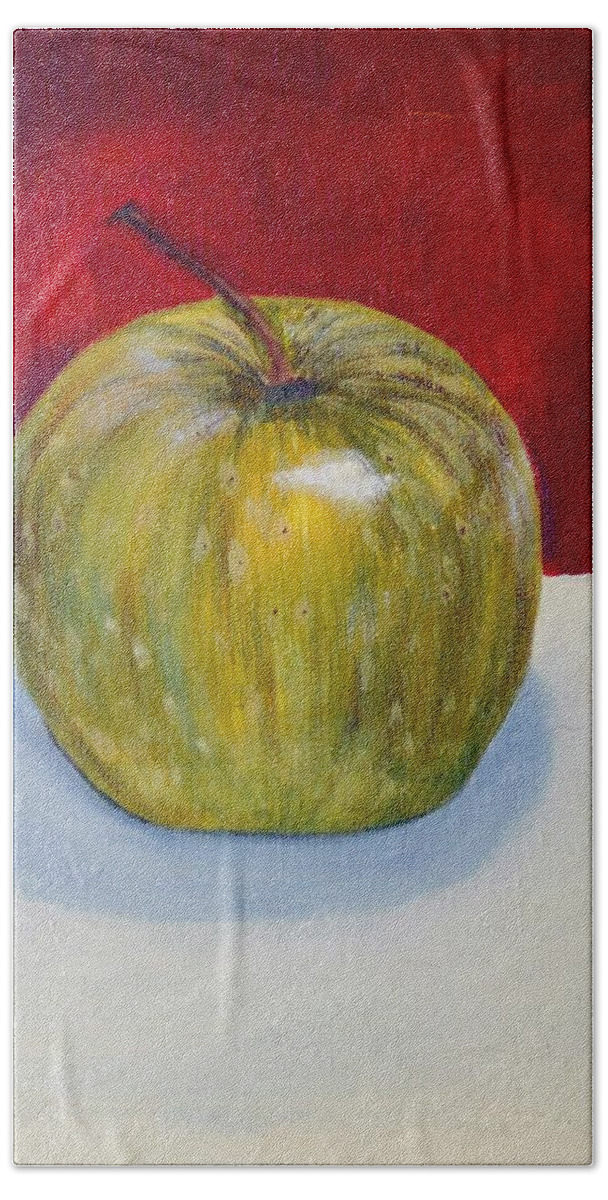 Art Beach Sheet featuring the painting Apple study by Angie Wright