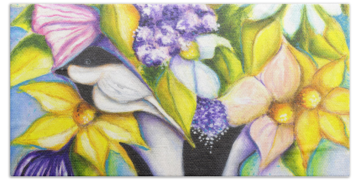 Flowers Beach Towel featuring the painting April Flowers by Deb Harvey