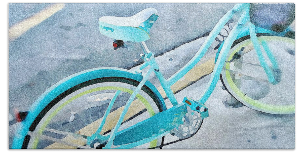 Aqua Bike Beach Towel featuring the digital art Aqua Bike by Mary Pille