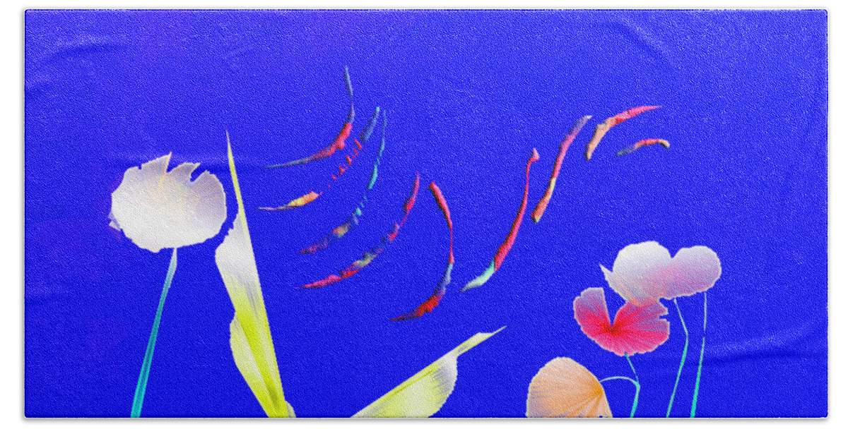 Flowers Beach Sheet featuring the digital art Aqua Flora by Asok Mukhopadhyay