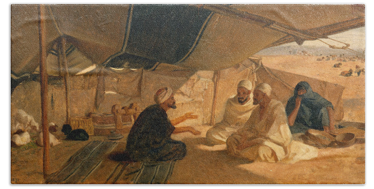 Arabs in the Desert Beach Towel for Sale by Frederick Goodall