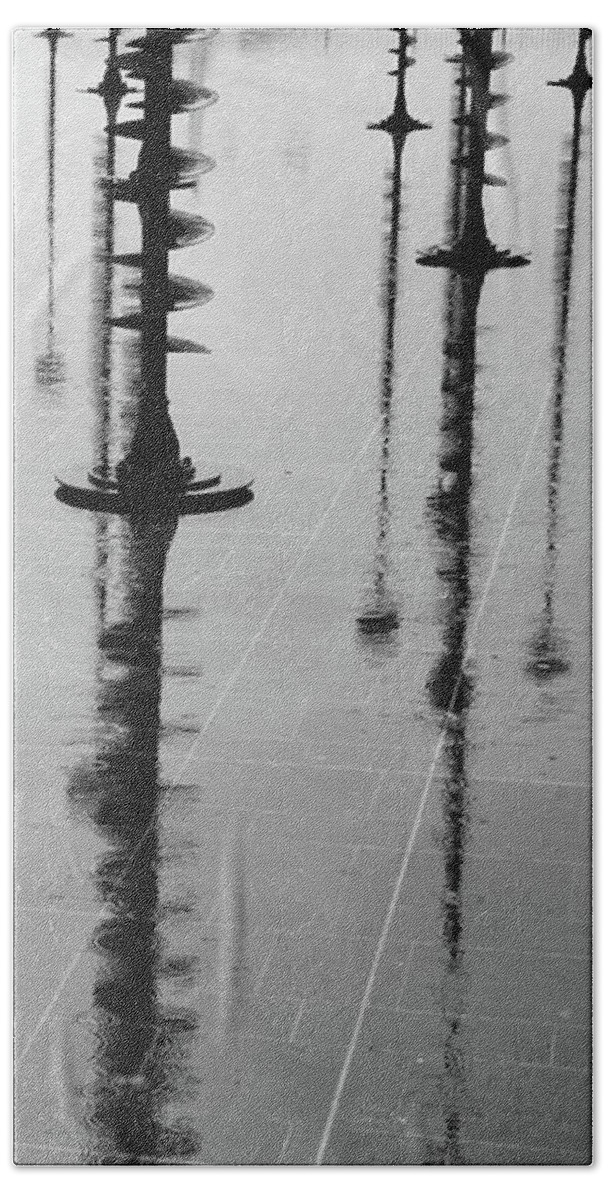 Helen Northcott Beach Towel featuring the photograph Arbres Lumineux in the Rain Paris by Helen Jackson