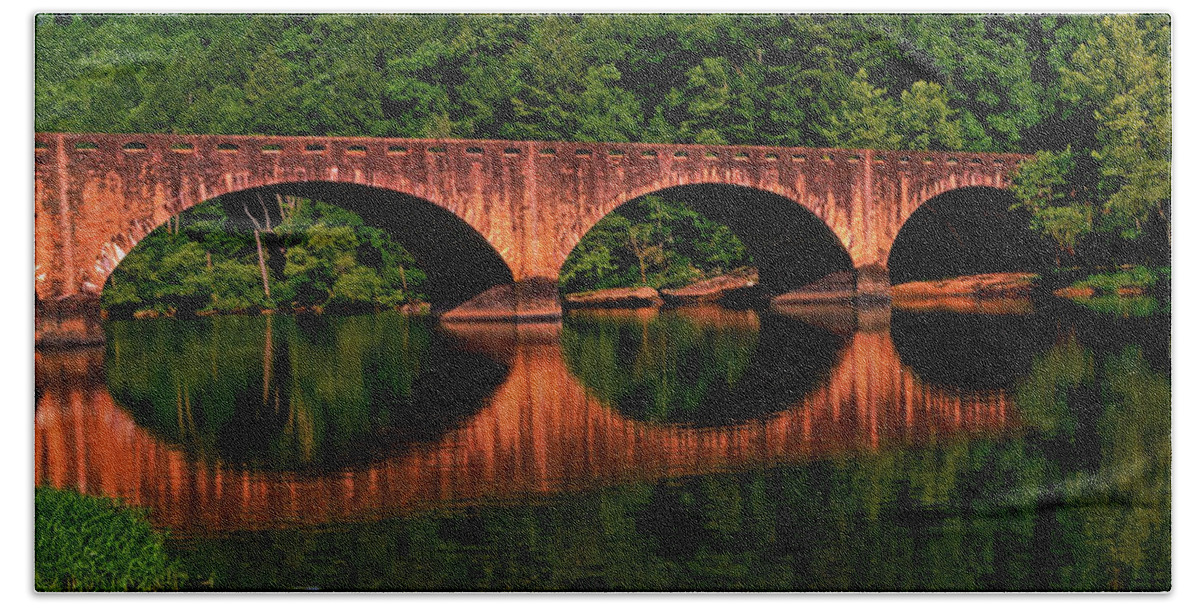 Reflection Beach Towel featuring the photograph Arch Bridge 002 by George Bostian