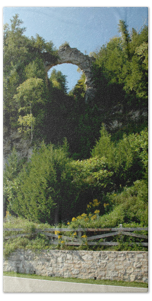 Usa Beach Sheet featuring the photograph Arch Rock Mackinac Island by LeeAnn McLaneGoetz McLaneGoetzStudioLLCcom