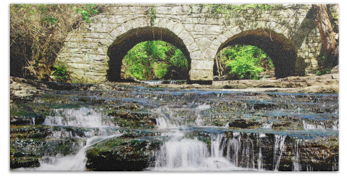 Waterfall Beach Towel featuring the photograph Arches and White Water by Rebecca Higgins