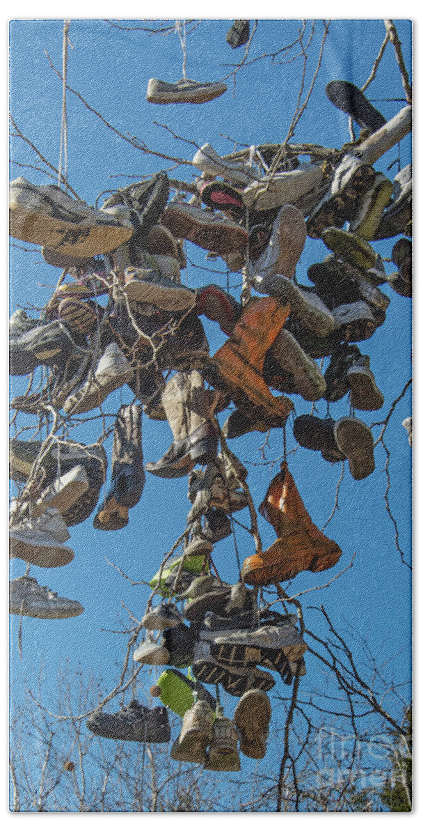 The Shoe Tree Beach Towel featuring the photograph Are those my boots? by Bernd Billmayer
