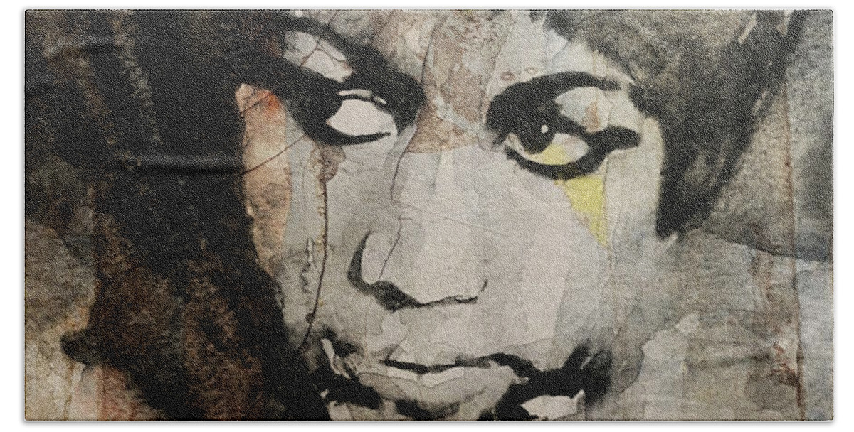 Aretha Franklin Beach Towel featuring the painting Aretha Franklin - Don't Play That Song For Me by Paul Lovering