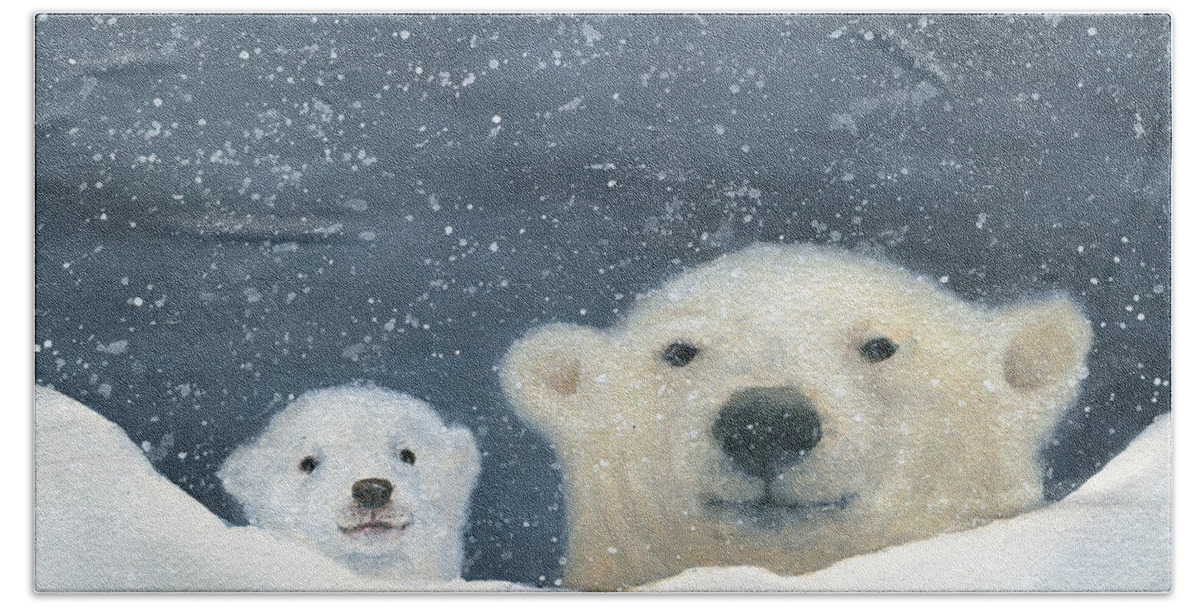 Polar Bear Beach Towel featuring the painting Arcitic Night by June Hunt