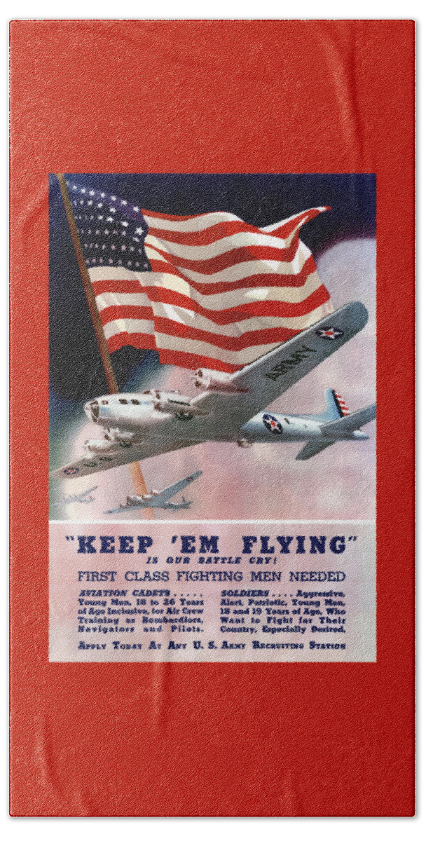 Army Beach Towel featuring the painting Army Air Corps Recruiting Poster by War Is Hell Store