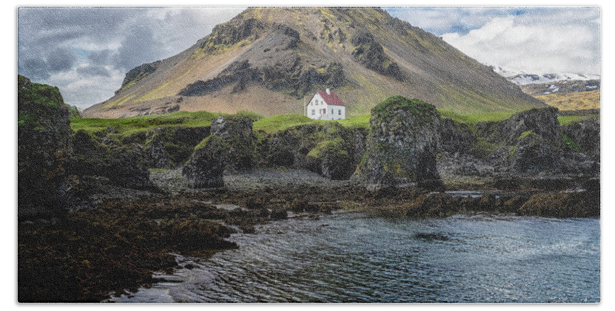 Iceland Beach Towel featuring the photograph Arnarstapi House by Tom Singleton