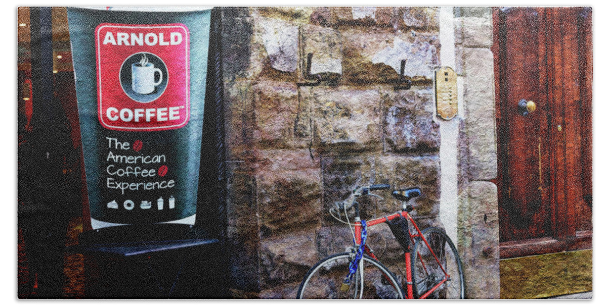 Florence Beach Towel featuring the photograph Arnold Coffee Bicycle by Craig J Satterlee