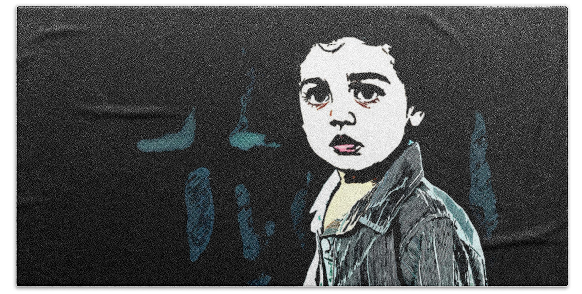 Art - Out Cry Of A Syrian Boy Beach Towel featuring the painting Art - Out Cry of a Syrian Boy by Celestial Images