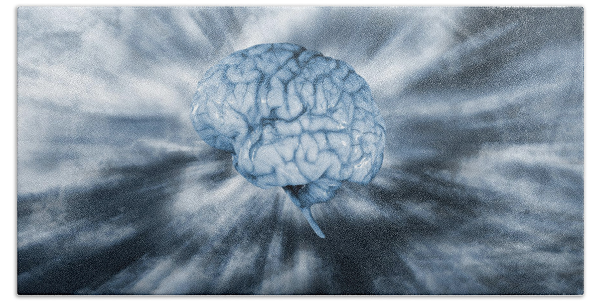 Intelligence Beach Sheet featuring the photograph Artificial Intelligence With Human Brain by Christian Lagereek