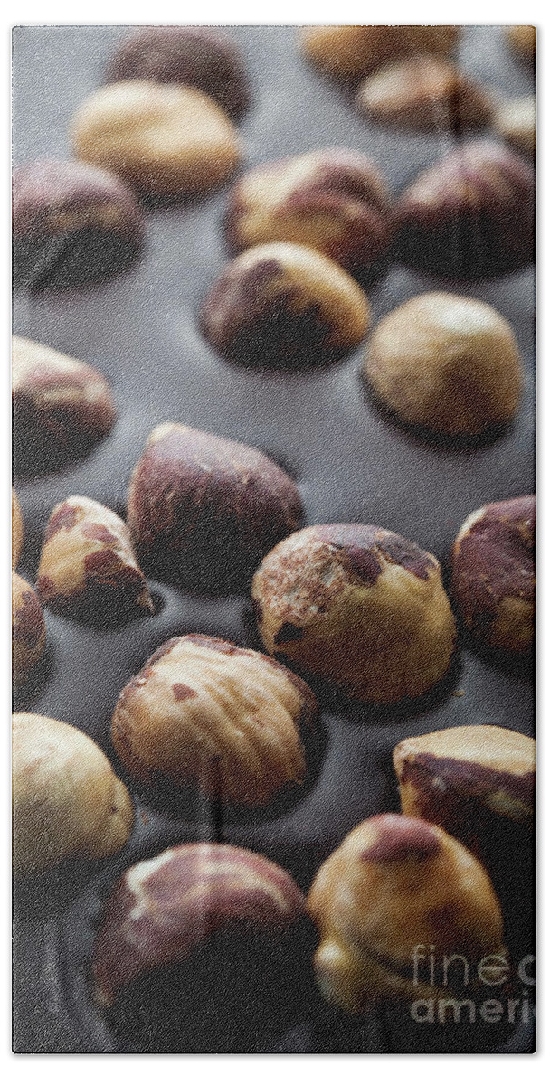 Chocolate Beach Towel featuring the photograph Artisanal chocolate with hazelnuts by Elena Elisseeva